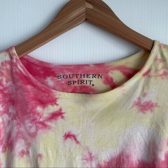 Southern spirit tie dye long sleeve cropped top with drawstring cuffs and hem - Picture 3 of 7